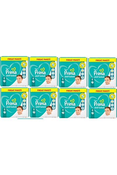Prima Aktif Bebek 8 Beden Fırsat Paket 31x8 Paket 248 Adet 17+kg Bebek Bezi