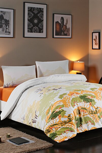 Cottonest Modern Geometric Patterned Premium Duvet Cover Set - 100% Cotton – Black & Yellow - Single Size