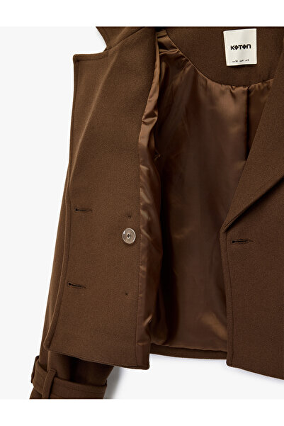 Koton Дългоръкавно, закопчавано, двуредно късо вълнено палто с джобове