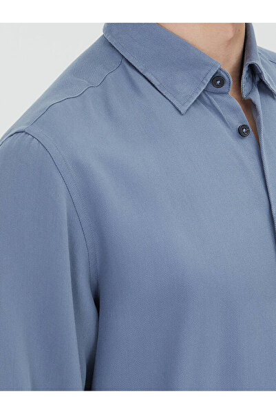 Kip Μπλε υφαντό πουκάμισο casual με κανονική εφαρμογή