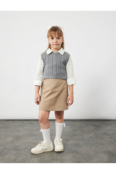 Koton Long Sleeve Cotton Knit Sweater with Shirt Detail