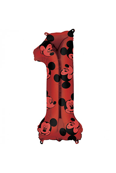Amscan Europe Balon folie numărul 1 roșu, Mickey Mouse Forever - 66 cm