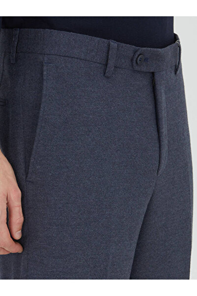 Kip Light Navy Blue Plain Woven Fitted Fit Classic Trousers