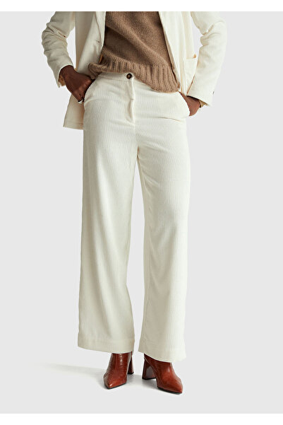 United Colors of Benetton Women's Cream Normal Waist Flared Pants