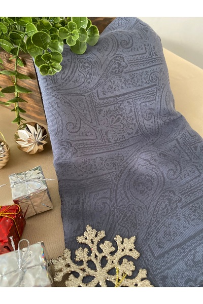 MİNELEŞARP34 Şal jacquard cu monogramă de culoare gri Mineleşarp