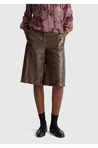 United Colors of Benetton Women's Faux Leather Bermuda Shorts