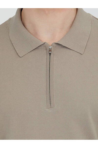 Kip Πλεκτό πουλόβερ με ανοιχτό βιζόν πόλο με μασίφ πλεκτό