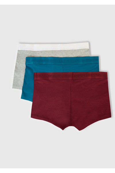 United Colors of Benetton Men's Burgundy Cotton Blend Logo Banded 3-Piece Boxer Set
