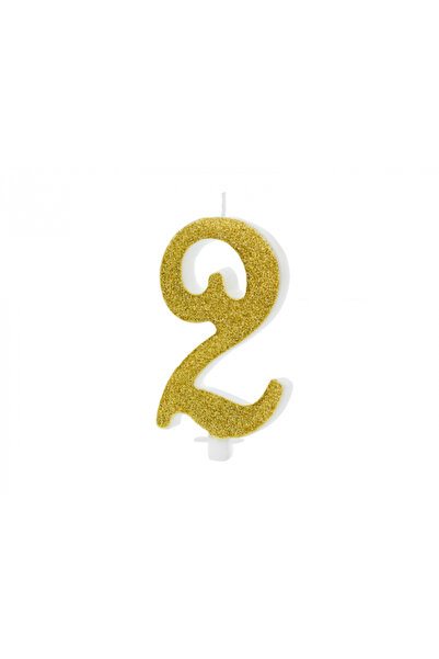 Partydeco Lumânare Numărul 2 Aurie, 10 cm