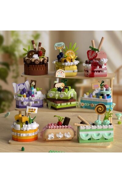 Volenta Shop Mini (3-4 cm) Renkli 3D Yaş Pasta Yapboz Seti Yapı Blokları (1 Adet)