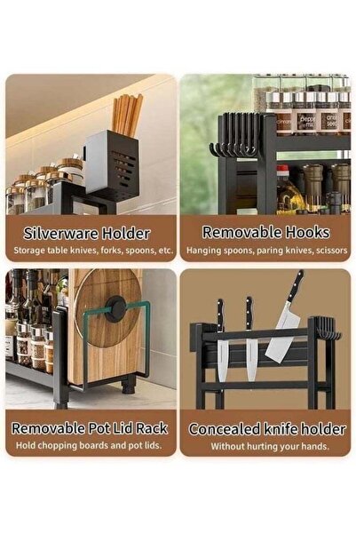 BLOOMING TIME 3-Tier Kitchen Countertop Organizer (Black)