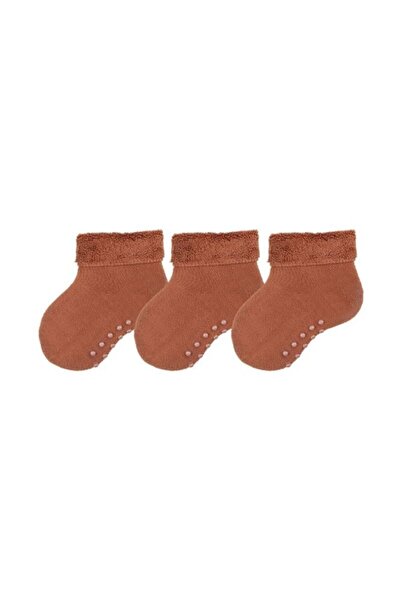 Bross Camel print 3-pair baby boy socks with terry sole
