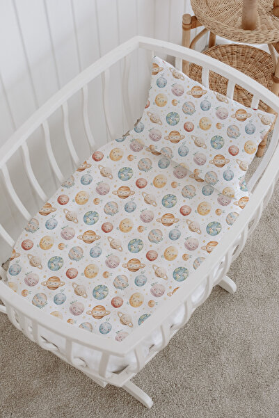 Messido 100% Cotton Poplin Mother's Side Crib Bedding Set - Cute Space Adventure