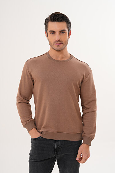 Miss Dünya Lissa Brown Unisex Crew Neck 100% Cotton Basic Sweatshirt