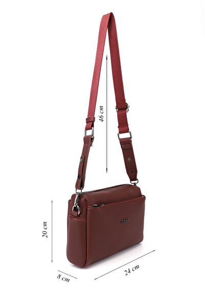GÖNDERİ(R) Women's Burgundy Long Strap Shoulder Bag