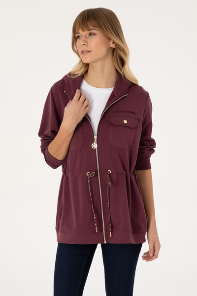 U.S. Polo Assn. Women's Burgundy Zippered Hooded Sweatshirt 50309102-Vr177