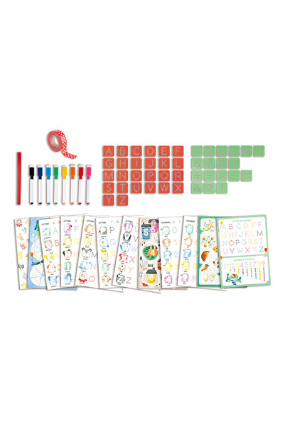 Hape مجموعة أدوات تتبع الحروف والأرقام للفنون والحرف اليدوية، 66 قطعة