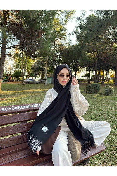 Mooncorn Black Wool Scarf