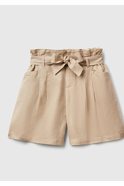 United Colors of Benetton Pantaloni scurți Bermuda pentru fete, bej, amestec ...