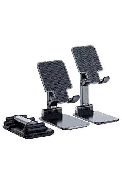 Generic Universal Phone Desktop Lazy Stand,Adjustable & Foldable for Live Streaming & Video Watching - Black