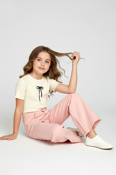 DMB BOYS & GIRLS Blugi Palazzo pentru fete cu talie înaltă Pantalon cu talie ...