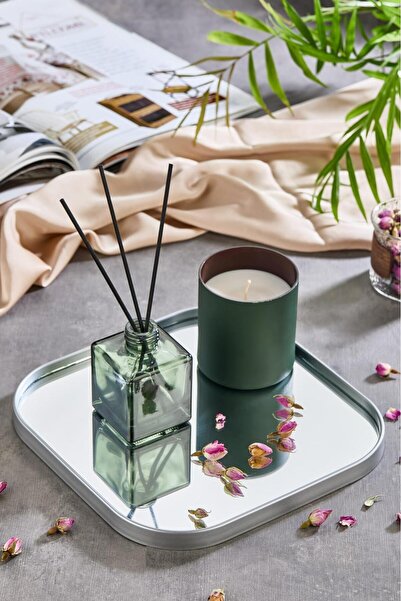 Metpoint Square Mirrored Silver 3-Piece 24X24 Serving Tray for Coffee and Tea (Multi-Purpose)