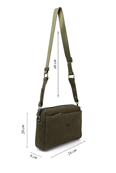 GÖNDERİ(R) Women's Khaki Suede Long Strap Shoulder Bag