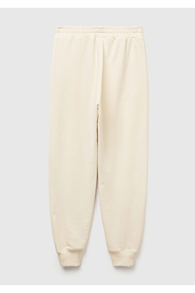 United Colors of Benetton Women's cream 100% cotton cuffed waist elastic regular fit tracksuit bottoms