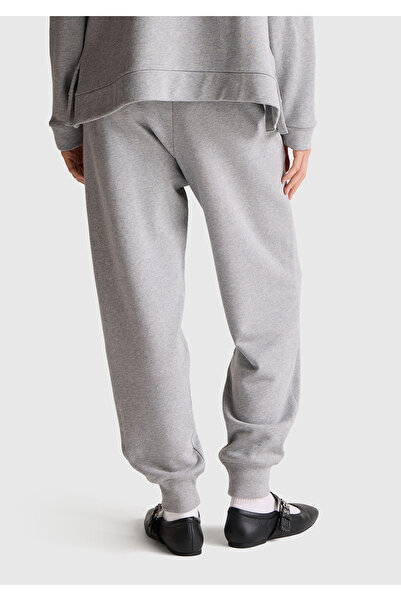 United Colors of Benetton Women's Gray Melange 100% Cotton Cuffed Elastic Waist Regular Fit Sweatpants