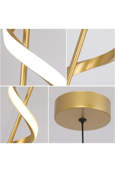 LEDIGANT Pendul LED 12W - Tip Spirala, Design Modern, 3 trepte de culoare , lungime 180cm, Auriu