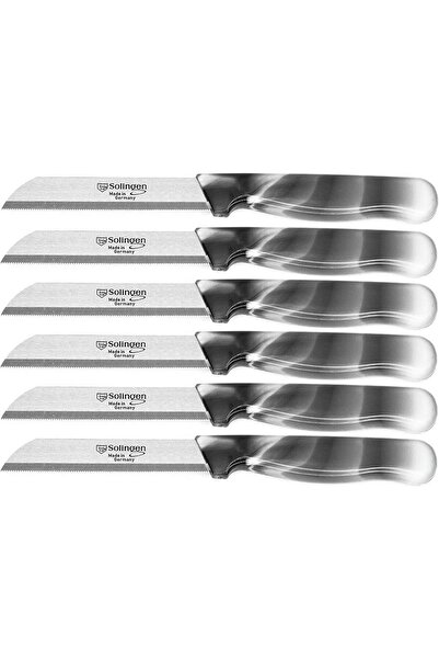 PRIDE Marble Design Kitchen Knife Set 6pcs – Sharp Serrated Knives for Fruit & Vegetables, Solingen Made