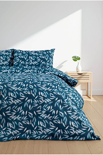 FAVORA Noven Double Duvet Cover Set with Elastic Sheets - Petrol