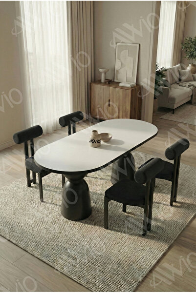 AVVİO Castella Serisi Vazo Ayak Bohem 4 'lü Metal Pofi Demonte Sandalye 80x14...