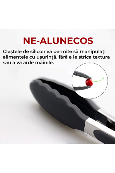 Bukate Stainless Steel and Silicone Serving Tongs, Black, with Locking and Hanging Ring, 36cm, Bukate®