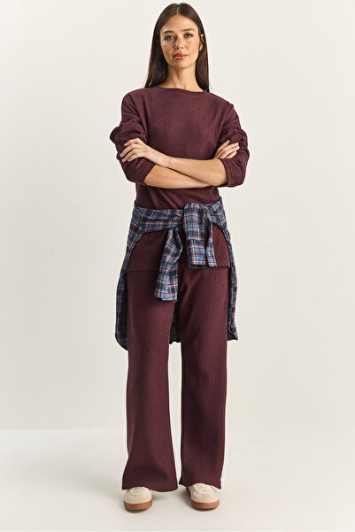 Bianco Lucci Women's Crew Neck Basic Bottom-Top Set 0036 60251871