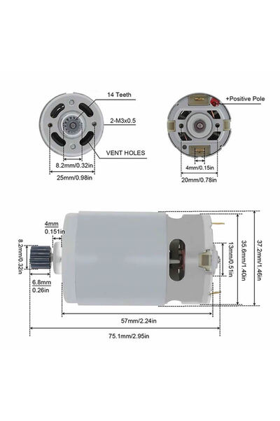Genel Markalar RS550 DC Motor 21V 14 Diş 28000Rpm Yüksek Hız Tork Matkap Torna CNC Router Motor Dairesel
