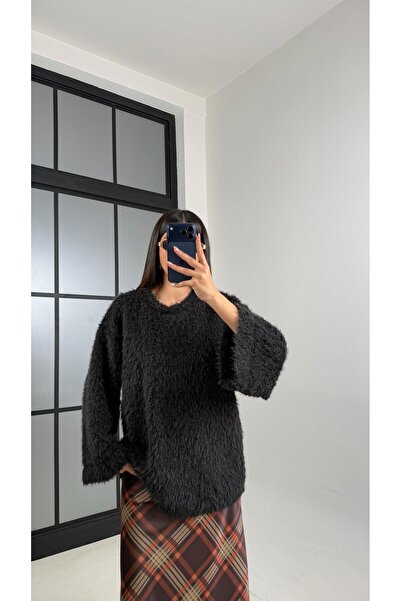 Gaus Siyah Yumuşak Dokulu Peluş Kazak GAUS-00817