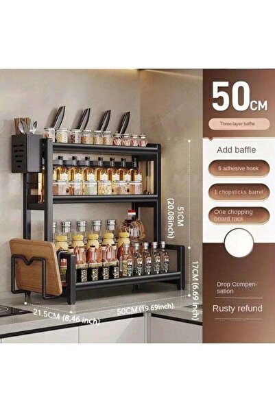 BLOOMING TIME 3-Tier Kitchen Countertop Organizer (Black)