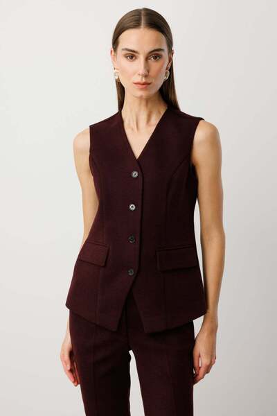 Ekol Önü Düğmeli Kapak Cepli Yelek