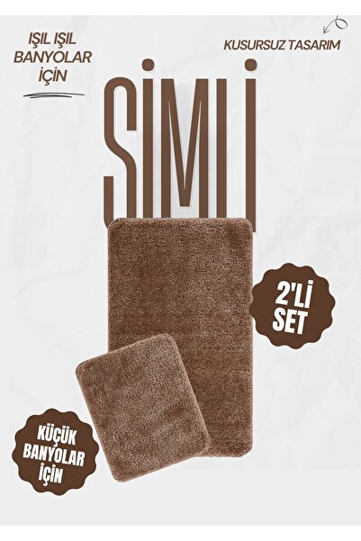 EUROBANO Synergy Silvery Washable Latex Non-Slip Base 2-Piece Bath Mat 80X50 50X40