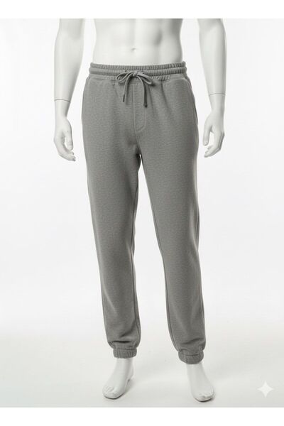 CAST COLLECTİON Men's Nardo Gray Cotton Combed Sweatpants