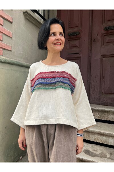 Bohoyasam Kadın Dokuma Detaylı %100 Pamuk Sürdürülebilir Bluz – Rahat Kalıp, ...