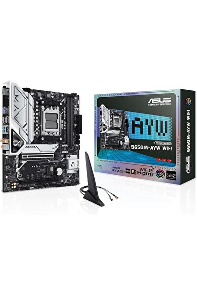 ASUS B650M-AYW WiFi AMD B650 Micro-ATX Anakart, DDR5, PCIe 5.0 M.2 Desteği, HDMI, Realtek 2.5Gb Ethe