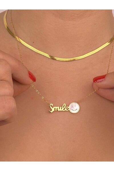 Furtek Aksesuar Smile Emoji Italian Chain Combination Necklace Set Steel Smile Non-Tarnish Gift Friend Necklace