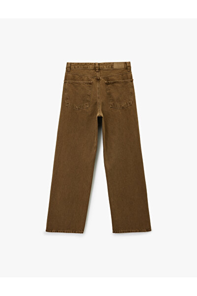 Koton Comfortable Fit Pocketed Buttoned Washable Straight Leg Baggy Jean Pants