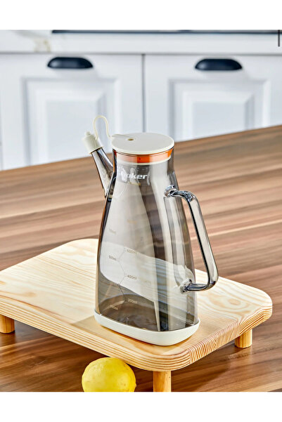 coker Ev dizaynım 1.1 Litre Borosilikat Cam Yağlık ve Sirkelik Zeytinyağ Şişe...