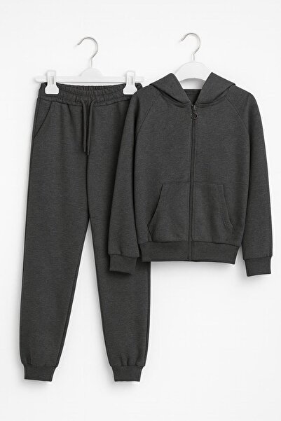 RAPAPA Boy's Transitional Smoked Hooded Tracksuit Set – Zippered Top & Elastic Bottom 1811
