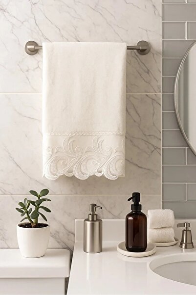 Modares Store Berrin Hand Towel Daily Dowry Velvet Cream 50X90