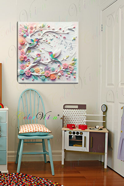 ColorVision Çocuklar İçin Melodi ve Kuşlar Kanvas Tablo