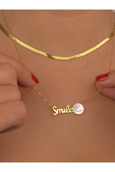 Furtek Aksesuar Smile Emoji Italian Chain Combination Necklace Set Steel Smile Non-Tarnish Gift Friend Necklace